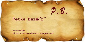Petke Bazsó névjegykártya